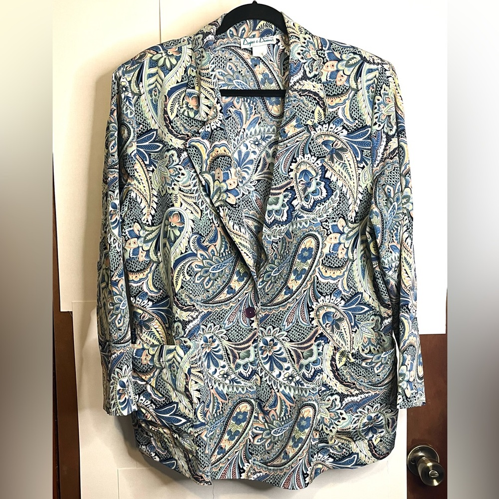 Draper’s & Damon’s (VTG 1X/Fits XL) Lightweight Paisley Polyester Blazer Jacket